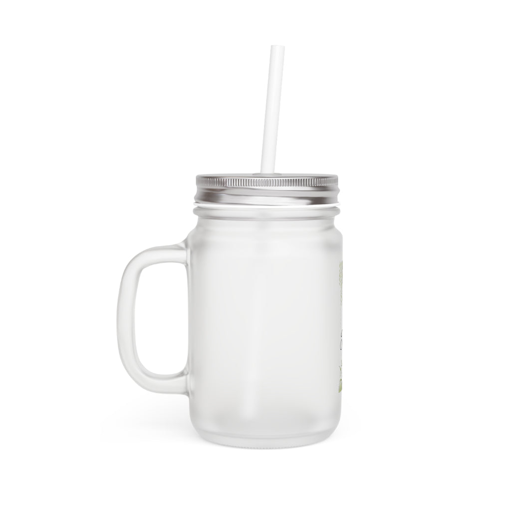 Plant Lover Mason Jar Tumbler – Floral Hanging Vines Mason Jar with Straw
