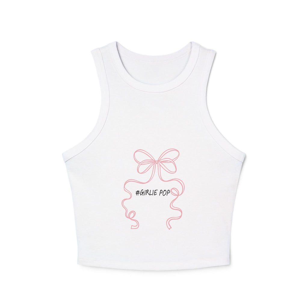 Ribbed Racer Tank — Pink Bow "Barbie Pop" Graphic