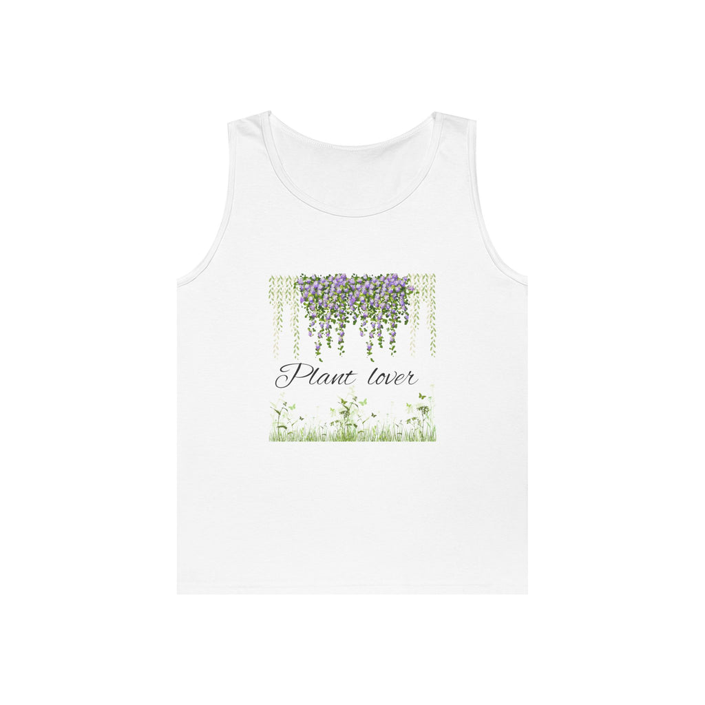 Plant Lover Tank Top — Watercolor Hanging Vines & Meadow Graphic