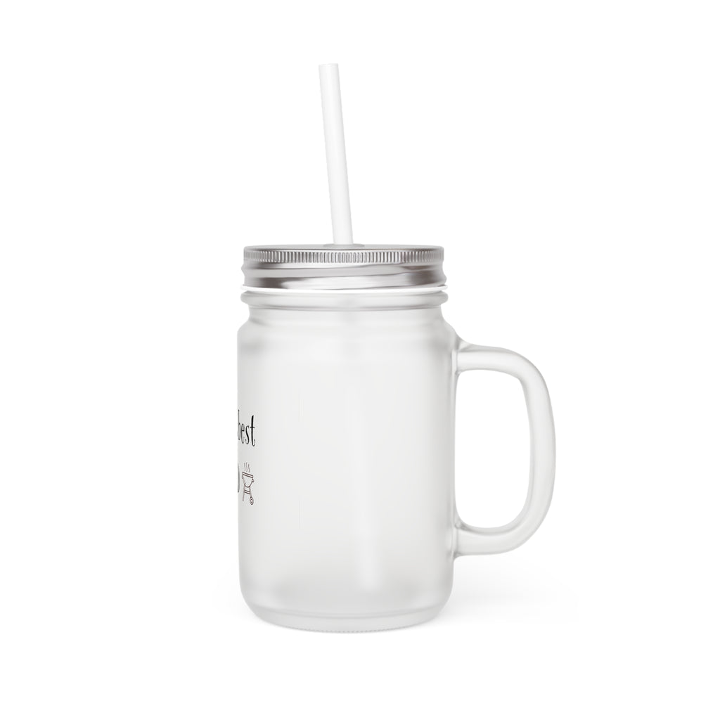 World's Best Dad Mason Jar Tumbler – Dad Gift with Straw, BBQ & Grill Icons